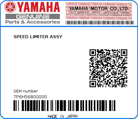 Product image: Yamaha - 7P6H56800000 - SPEED LIMITER ASSY  0