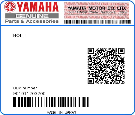 Product image: Yamaha - 901011203200 - BOLT  0