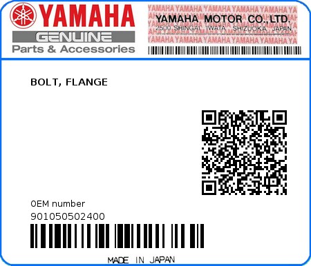 Product image: Yamaha - 901050502400 - BOLT, FLANGE  0