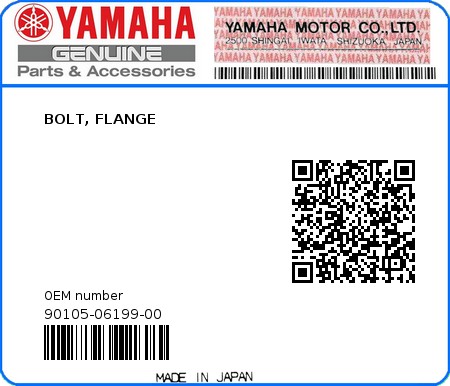 Product image: Yamaha - 90105-06199-00 - BOLT, FLANGE  0