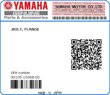 Product image: Yamaha - 90105-10468-00 - .BOLT, FLANGE  0