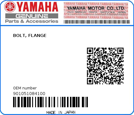 Product image: Yamaha - 901051084100 - BOLT, FLANGE  0