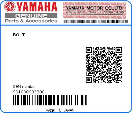 Product image: Yamaha - 901090603300 - BOLT  0
