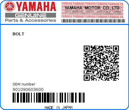 Product image: Yamaha - 901090603600 - BOLT  0