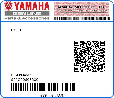Product image: Yamaha - 901090608500 - BOLT  0