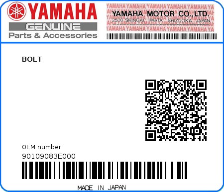 Product image: Yamaha - 90109083E000 - BOLT  0