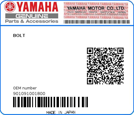 Product image: Yamaha - 901091001800 - BOLT  0