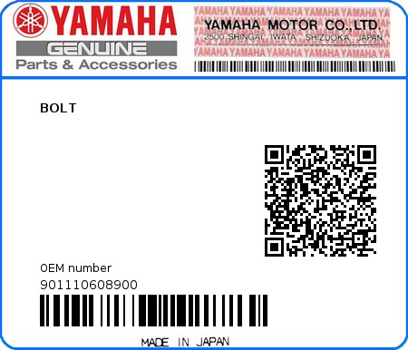 Product image: Yamaha - 901110608900 - BOLT  0