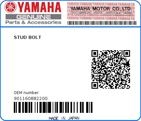 Product image: Yamaha - 901160882200 - STUD BOLT  0