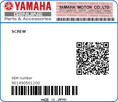 Product image: Yamaha - 901490501200 - SCREW  0