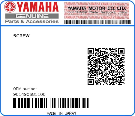 Product image: Yamaha - 901490681100 - SCREW  0