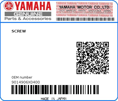 Product image: Yamaha - 9014906X0400 - SCREW  0