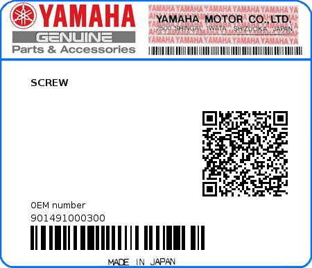 Product image: Yamaha - 901491000300 - SCREW  0