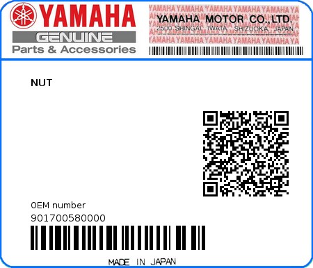 Product image: Yamaha - 901700580000 - NUT  0