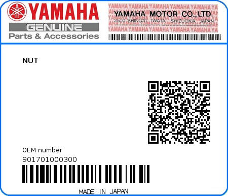 Product image: Yamaha - 901701000300 - NUT  0