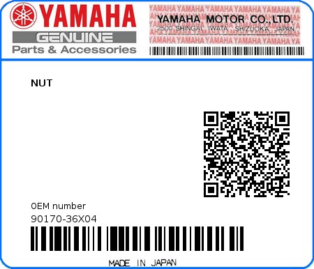 Product image: Yamaha - 90170-36X04 - NUT  0