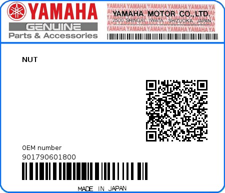 Product image: Yamaha - 901790601800 - NUT  0