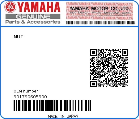 Product image: Yamaha - 901790605900 - NUT  0