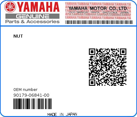 Product image: Yamaha - 90179-06841-00 - NUT  0