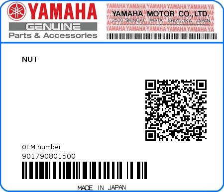 Product image: Yamaha - 901790801500 - NUT  0