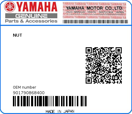Product image: Yamaha - 901790868400 - NUT  0