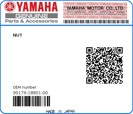 Product image: Yamaha - 90179-18801-00 - NUT  0