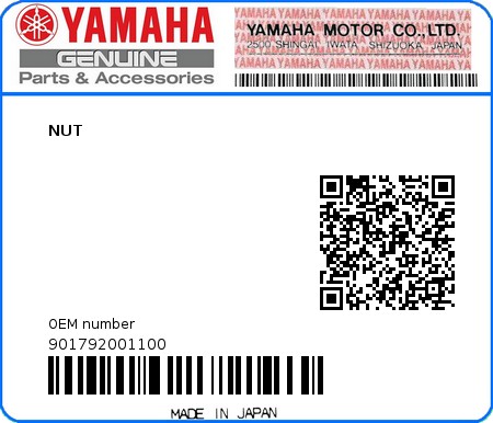 Product image: Yamaha - 901792001100 - NUT  0