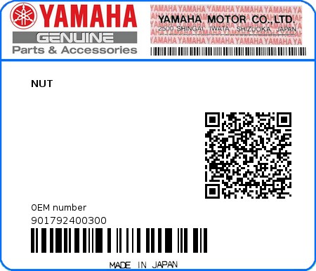 Product image: Yamaha - 901792400300 - NUT  0