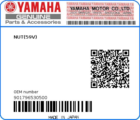 Product image: Yamaha - 901796530500 - NUT(59V)  0