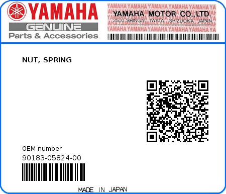 Product image: Yamaha - 90183-05824-00 - NUT, SPRING  0