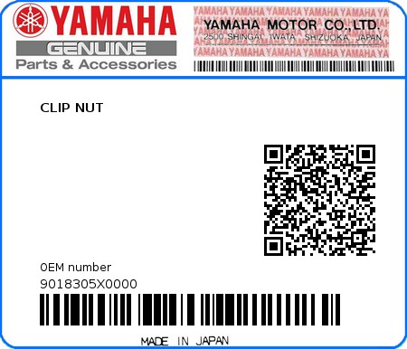 Product image: Yamaha - 9018305X0000 - CLIP NUT   0