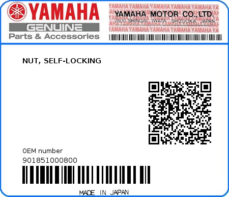 Product image: Yamaha - 901851000800 - NUT, SELF-LOCKING  0