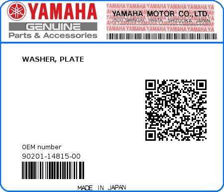 Product image: Yamaha - 90201-14815-00 - WASHER, PLATE  0