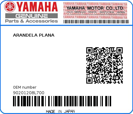 Product image: Yamaha - 90201208L700 - ARANDELA PLANA  0