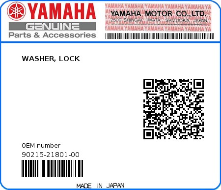 Product image: Yamaha - 90215-21801-00 - WASHER, LOCK  0