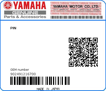 Product image: Yamaha - 902491216700 - PIN   0