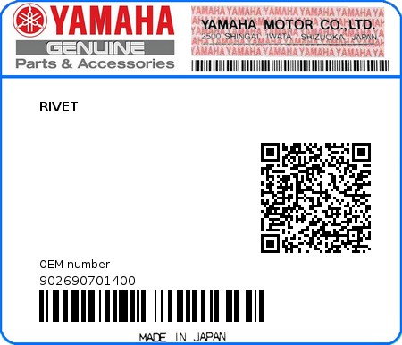 Product image: Yamaha - 902690701400 - RIVET  0