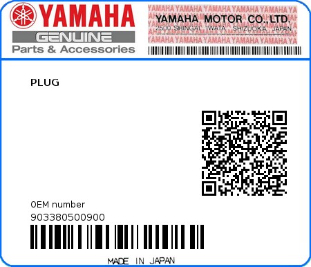 Product image: Yamaha - 903380500900 - PLUG  0