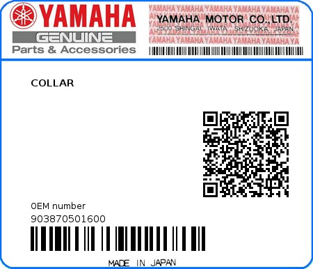 Product image: Yamaha - 903870501600 - COLLAR  0
