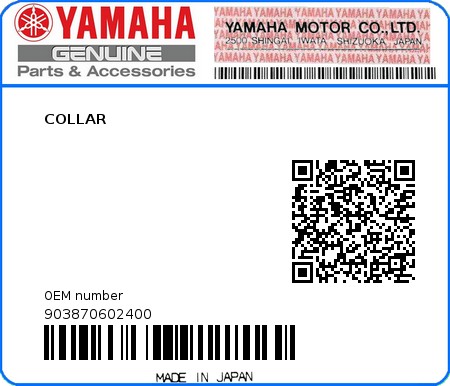 Product image: Yamaha - 903870602400 - COLLAR   0