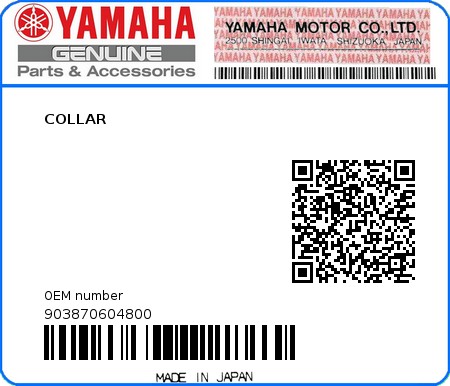 Product image: Yamaha - 903870604800 - COLLAR  0
