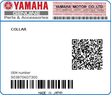 Product image: Yamaha - 903870607300 - COLLAR  0