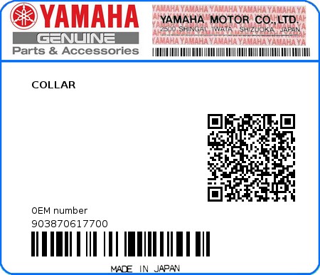 Product image: Yamaha - 903870617700 - COLLAR  0