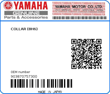 Product image: Yamaha - 903870757300 - COLLAR (8H6)  0