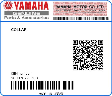 Product image: Yamaha - 903870771700 - COLLAR   0