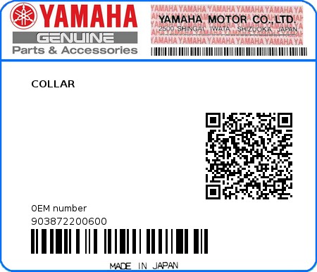 Product image: Yamaha - 903872200600 - COLLAR  0