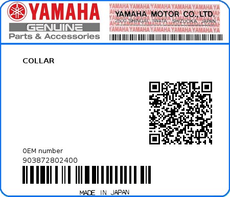 Product image: Yamaha - 903872802400 - COLLAR  0