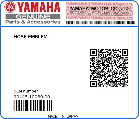 Product image: Yamaha - 90445-10059-00 - HOSE EMBLEM  0