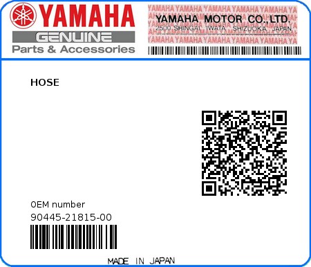 Product image: Yamaha - 90445-21815-00 - HOSE  0