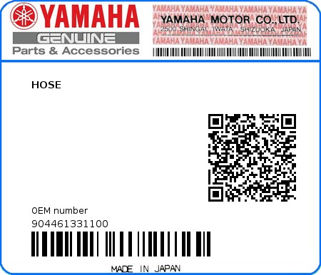 Product image: Yamaha - 904461331100 - HOSE  0
